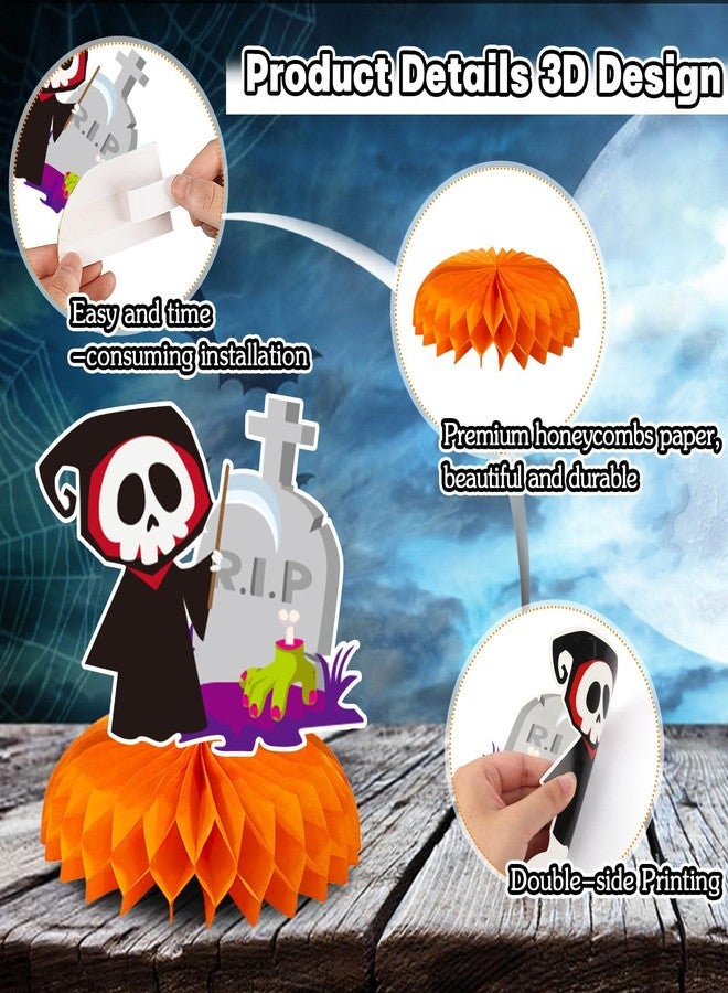 JULMELON 8PCS Halloween Party Decorations Honeycomb Centerpiece, Cute Pumpkin Ghost Witch Halloween Centerpiece Table Decorations Table Toppers for Halloween Party Favors Supplies - Image 3